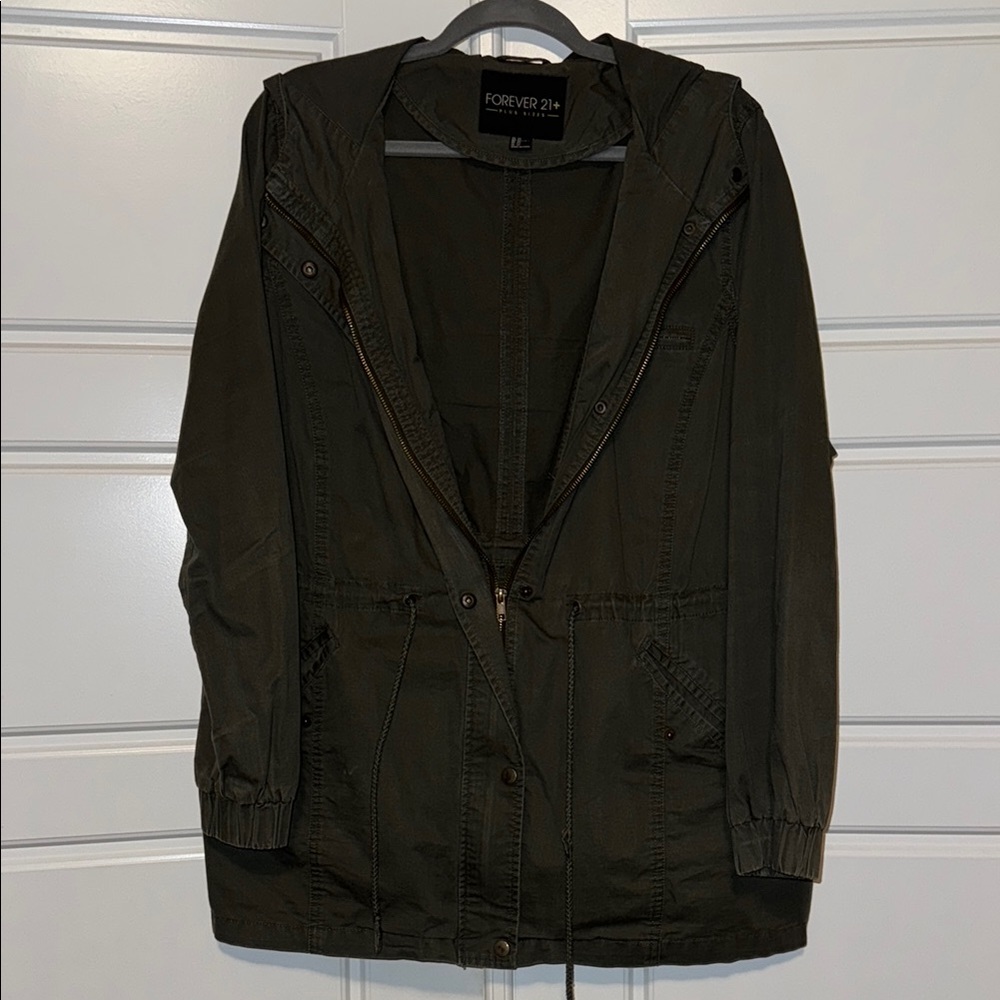Forever 21 Olive Green Hooded Jacket